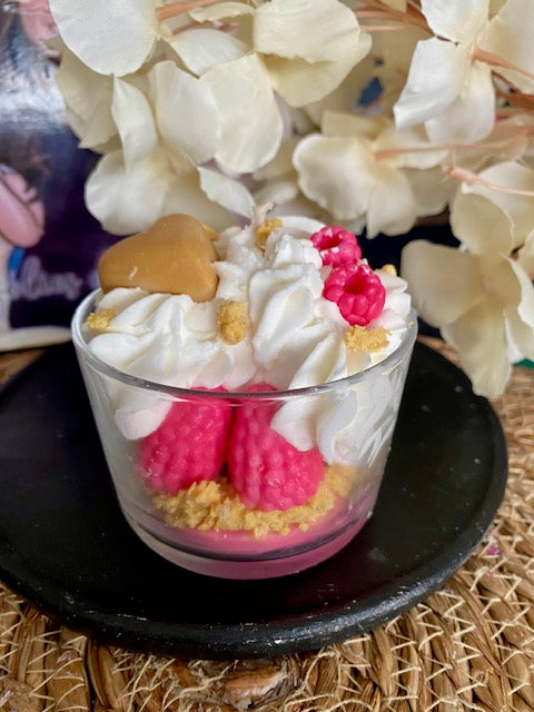 bougie gourmande framboise caramel