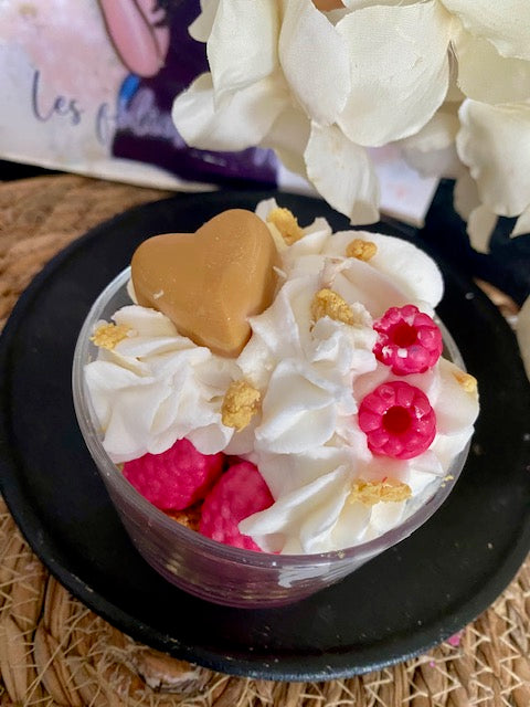 bougie gourmande framboise caramel
