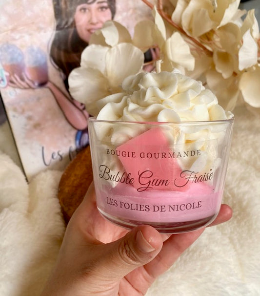 Bougie gourmande bubble gum fraise